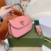 Fashion Pink Cross Body Bag Bamboo Portable Designer Leather Wallet Quality Crossbody For Women Classic Famous Brand Shopping Purses 220301