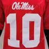 Mitch 2020 New NCAA Ole Miss Rebels Maillots 10 John Rhys Plumlee College Football Jersey Rouge Taille Jeune Adulte