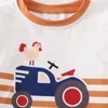 家族のマッチング衣装girlymax 2色兄弟女の子の男の子牛ひよこストライプTシャツロンパーフリルドレスコットンルックキッズ服220924