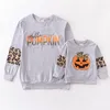 Семейные подходящие наряды Girlymax осени Хэллоуин Малышка Мама Me Leopard Pumpkin Boo Spooky Boutique Top Top Toping Toping Kids Clothing с длинным рукавом 220924