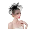 Headpieces Elegant Flower Feather Beads Mesh Hair Clip Party Wedding Bridal Accessories Headdress Headwear Tiara Hat