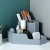 Cajas de almacenamiento Caja de cosméticos Organizador de maquillaje Esquina Organizador de escritorio Contenedor de plástico para el hogar