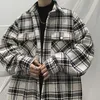 Herenjacks plaid wollen jas heren lente/herfst trend ins casual losse Koreaanse versie van Harajuku-stijl met lange mouwen shirt