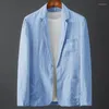 Jaquetas masculinas Pure Color Linen Suit Jacket Men Primavera Summer Slim Fit Business Lazer