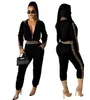 2023 Nya kvinnors långa ärmar Tracksuits Slim Fit Love Stand Collar Sweatshirt Pant Tracksuit Two Piece Set Mujer Solid Jogging Sportwear Clothing