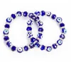 Blue Evil Eye Crystal Beaded Strands pulseras elásticas hechas a mano Lucky Blue Eyes Beads pulsera joyería regalos