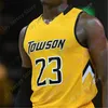 Mitch Custom 2020 Towson Tigers Basketball Jersey NCAA College Brian Fobbs Allen Betrand Nakye Sanders Jason Gibson Juwan Gray Gary Neal