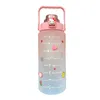 Vattenflaskor Stora plastkoppar Gradient Space Sports Bottle Straw Outdoor Portable Children's