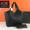 Totes Icare Maxi Shopper Tote mit Reißverschlusstasche Einkaufstasche 698651 Gaby gestepptes Lammleder schwarzes Leder Italien Damen 2 Sets Umhängetasche