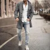 Men's Wool Mens Single-Breasted & Blend Coats Autumn Lapel Collar Retro Jacket Long Tops Outerwear Sexy Fashion Overcoat