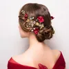 Coiffures GH0101B Coiffure de mariée Toast Vêtements Accessoires de cheveux Rouge 2022 Rose Fleur Bijoux Mariage Chinois