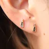 Stud￶rh￤ngen delikat 925 Sterling Silver Simple Studs Black Cubic Zirconia Spike Triangle Geometric Tiny Small Cute CZ Girl Earring