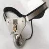 Dispositivi di castità EMCC Modello maschile-T Cintura di castità regolabile in acciaio inossidabile Dispositivo di avvolgimento Gabbia per cazzi urinare foro BDSM Enforcer Sex Toy con lucchetto