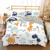 Set di biancheria da letto Copertura piumone in poliestere Cartoon Dinosauro Stampato Set di biancheria da letto Textili per bambini Girl con federe doppia singola taglia 220924