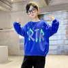 Pullover adolescente meninos moletom de manga longa camiseta da primavera de outono para crianças letra de roupas impressão de esporte coreano Casual 3 14 y 220924