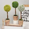 Flores decorativas Planta Artificial Bonsai En Maceta Simulación Bola Verde Escritorio Interior Balcón Paisaje Decoración De Flores Para El Hogar