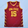 Mitch 2020 Nowy NCAA Iowa State Cyclones Jerseys 15 Davis College Basketball Jersey Red Size Młodzież dorosły All Sichled