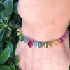 Strand Fine Colorful Tourmaline Natural Stone Armband Runda p￤rlor med vattendroppe f￶r Women Girl Beauty Jewelry