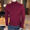 Mens Sweaters Winter High Neck Thick Warm Sweater Turtleneck Brand Slim Fit Pullover Knitwear Male Double collar 220923