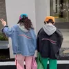 Vintage Hooded Denim Jacket Hoodie Tops Kids jongensmeisjes oversized losse merk jean jas kinderen peuter button jassen Junior sport casual balencs stijlvol