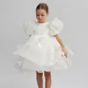 Nuovi abiti da concorso White Organz Abiti di Flower Girl Flower Girl Sleeves per Little Princess per Toddlers Kids Birthday Wedding Party