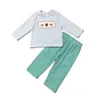 Familie Matching Outfits Girlymax Thanksgiving Baby Girls Boys Turkije Pompoen Mint Plaid Romper Toddler Pants Set Jurk geweven Smocked Kids Clothing 220924