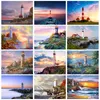 Paintings RUOPOTY 40x50cm Painting By Numbers On Canvas Drawing Lighthouse Paint For Art Supplies Decorative