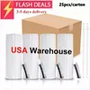 Local Warehouse Sublimation Mugs Tumblers 20 Oz Stainless Steel Straight Blank white Tumbler with Lid and Straw for Heat Transfer DIY Gift Coffee Bottlle