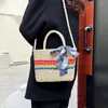 Bolsos de noche Casual hombro para mujer 2022 verano tejido diseñador moda bolsos de mujer paja gran capacidad bolso cruzado femenino