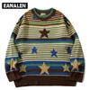 Maglioni da uomo Harajuku Retro Maglione lavorato a maglia con stelle a righe nere e verdi Maglione da uomo Pullover oversize Maglione spesso Nonno Brutto maglione da donna 220926