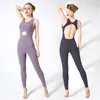 Active Sets Yushuhua Sexy Big Backless Sport Suit Front Hollow Yoga Set Fitness Jumpsuit Women Gym Elasticity Running Training Athletic