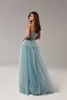 فساتين الحفلات Fivsole Blush Pinkblue Long Prom Dresses Spaghetti أحزمة Tiered Skirt Aline Party Dresses مطوية Tulle الرسمية 220923