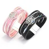 Pulsera de árbol de la vida hebilla magnética PU cuero trenzado multicapa Wrap pulseras brazalete joyería de moda para mujer