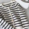 Pullover Frauenpullover Hirsionionsan Vintage Striped Women Pullover 2022 Neue westliche Stil warm gestrickte weibliche Strickjacke Lose O Hals Ladies