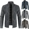 Mens Sweaters Autumn Winter Jacket Coats Solid Slim Fit Thick Fleece Casual Stand Collar Zip 220923