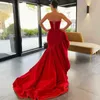 Feestjurken Red Mermaid Prom Dresses Ruffles Side Slit Sweetheart Formele avondjurken Vestido de novia Speciale gelegenheid jurk 220923