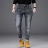 Мужские джинсы высококачественные ретро -синие зимние зимние обычные повседневные брюки мужской классический стиль все джинсовые штаны 220923