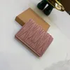 Trendy Women Small Pleated Wallets Photo Holder Coin Pocket Metal Letter Designer Folding Purses With Box