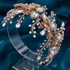 Headpieces Wedding Head Jewelry Alloyed Flower Headpiece Shiny Colorful Crystal Beads Bridal Hair Accessories Pearls Bride Headband