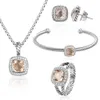 Vrouwen ketting sieraden set topaz zirkon luxe bruiloft oorbellen hanger ringen armband voor vrouwen