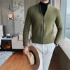 سترات الرجال البريطانية على الطراز البريطاني Cardigan Men Coats Fashion 2022 Long Sleeve O-Deace Sweater Clothing All Match Slim Fit Pult Home Homme 3XL