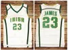 Maglia irlandese da basket #St Vincent Mary High School, tutte cucite, bianche, verdi, gialle, taglia S-XXL