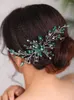 Nakrycia głowy ślubne grzebień do włosów ślubne zielone zielone opaska na głowę modne fascynatory bohe akcesoria ozdoby kobiety