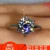 Cluster Ringe Solitär Versprechen Ring Sets Echt Silber Farbe Runde Cz Stein Statement Party Hochzeit Band Für Frauen Schmuck