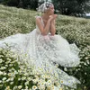 Feestjurken bloemen Fairy Formele prom Lace Bohemia A-lijn Side Slit avondjurken Princess Appliques Celebrity Dressparty