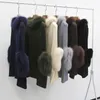 Pulls pour femmes automne femmes tricoté Poncho avec col en fourrure véritable manchette mode décontracté véritable laine chaud pull pull pull