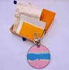 Fashion Designer Keychain Letter Unisex Blue Pink Flower Key Chain Accessories Key Ring PU Leather Letter Pattern Car Keychain Jewelry Gifts