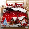 Ensembles de literie Rouge Noël Housse de couette Père Noël Bonhomme de neige Twin King Ensemble de literie Microfibre 23pcs Cartoon Housse de couette avec taies d'oreiller 220924