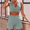 Actieve sets 2/pc's naadloze dames yoga set workout sportkleding fitness bh sport broek gym kleding hoge taille leggings shorts sportpakken
