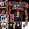 Mitch Custom San Diego State Aztecs Football Jersey NCAA College Chance Bell Chase Jasmin Keshawn Banks Rashaad Penny 28 Marshall Faulk Ryan Agnew